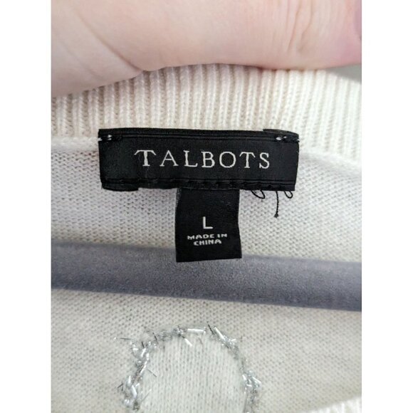 Talbots Lambs Wool Blend Tinsel Dot Sweater Women's Size L - Picture 5 of 8